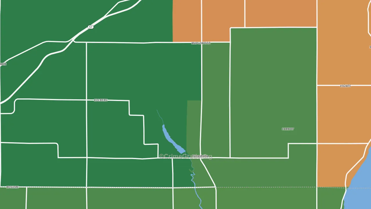 Forestville, WI Map of Assault Rates