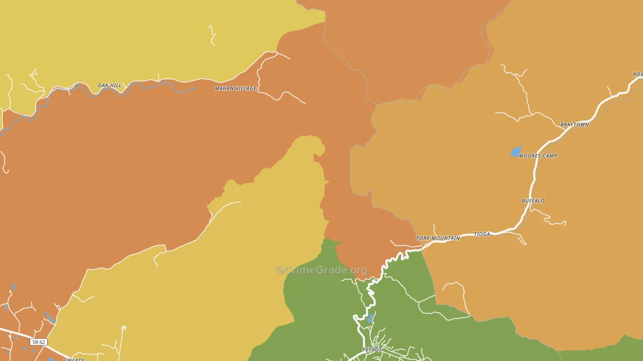 Fork Mountain, TN Map of Assault Rates