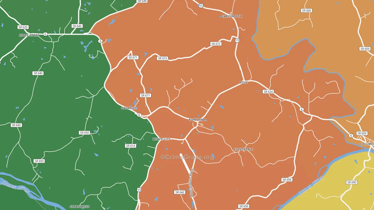 Fork Union, VA Map of Assault Rates