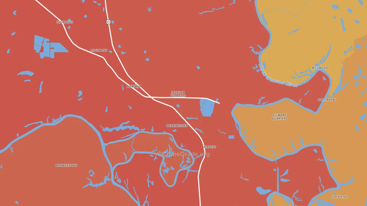Forkland, AL Map of Assault Rates
