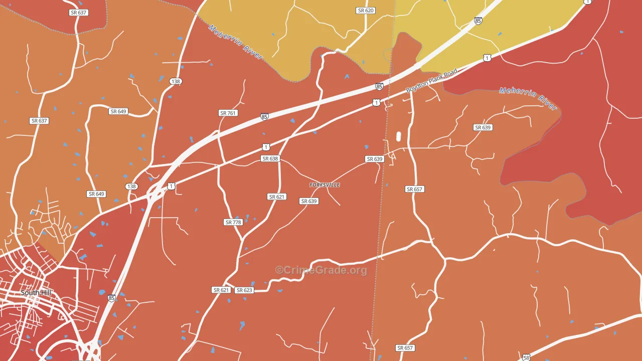 Forksville, VA Map of Assault Rates