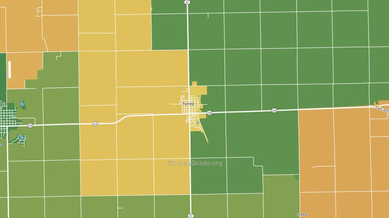 Forrest, IL Map of Assault Rates