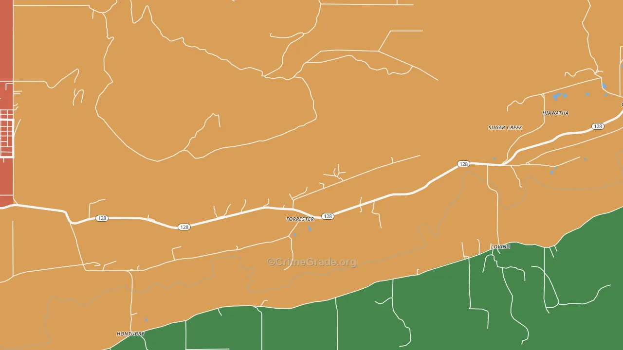 Forrester, OK Map of Assault Rates