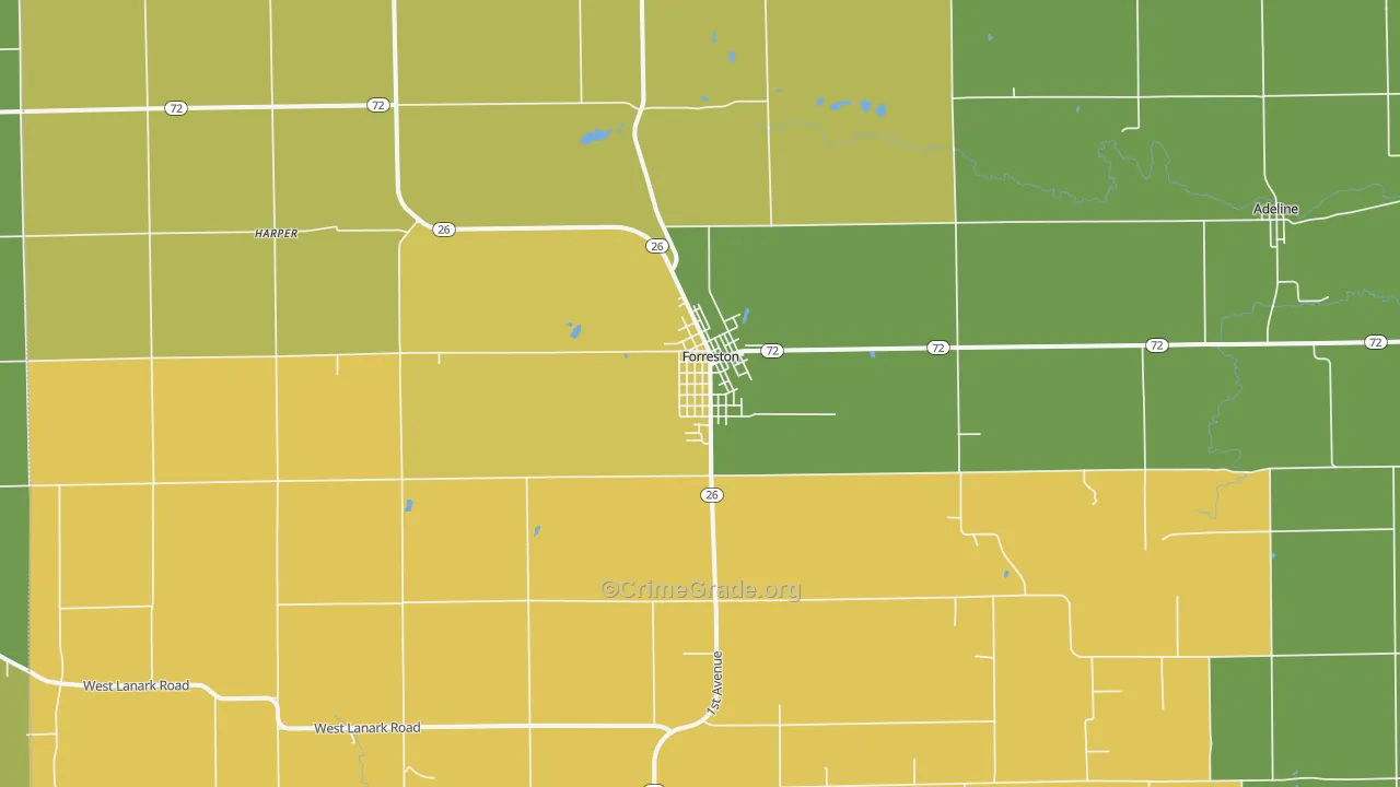 Forreston, IL Map of Assault Rates