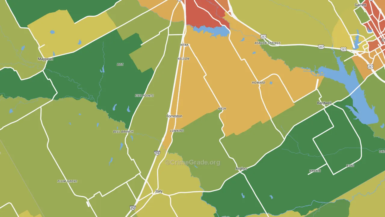 Forreston, TX Map of Assault Rates