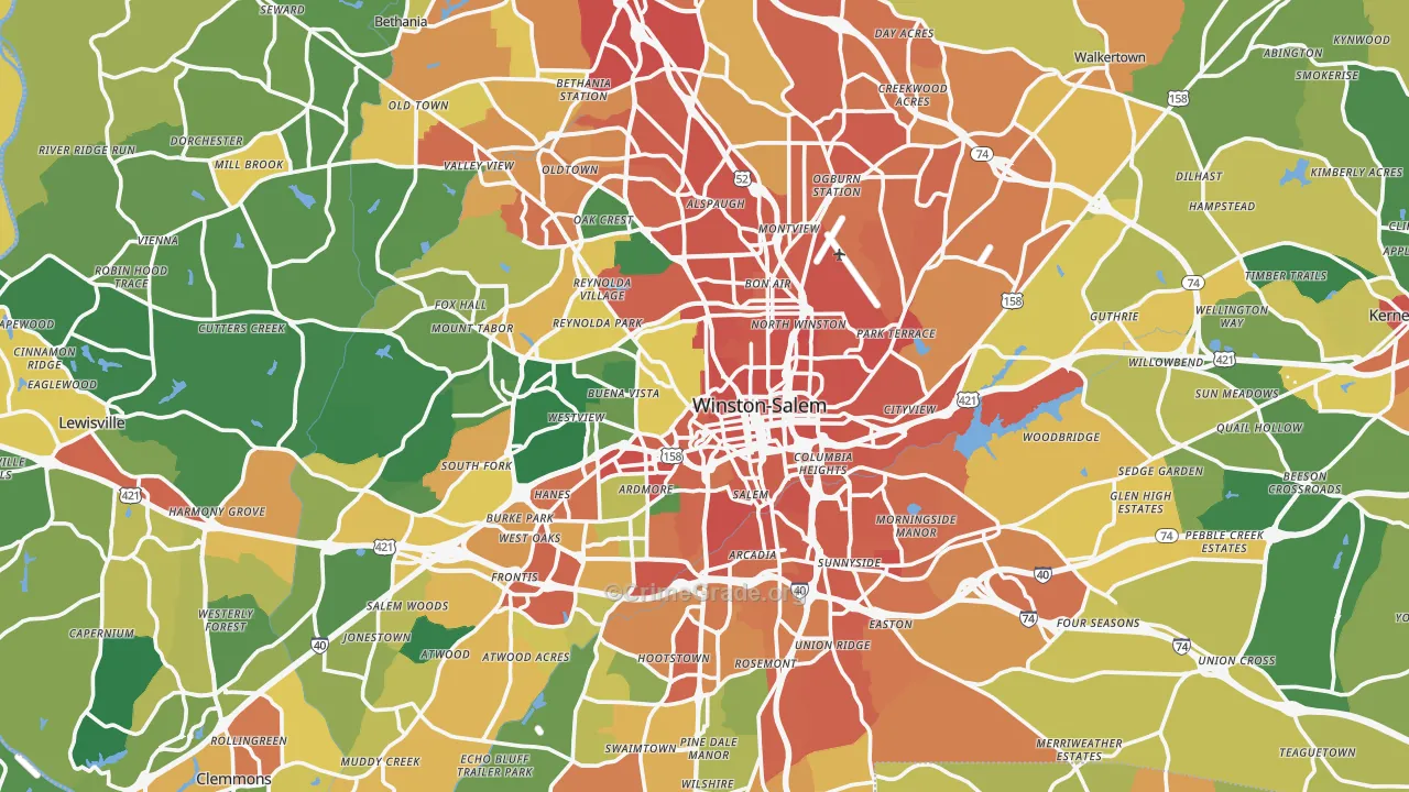 Forsyth County, NC Map of Assault Rates