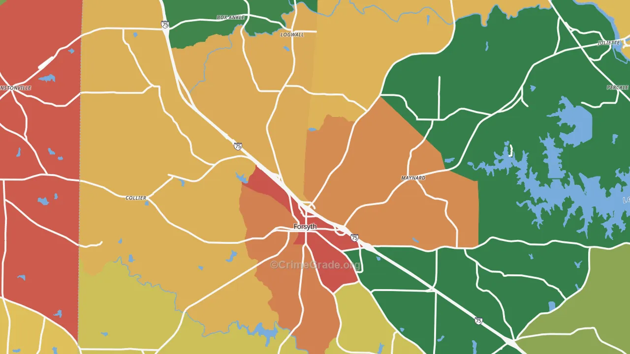 Forsyth, GA Map of Assault Rates
