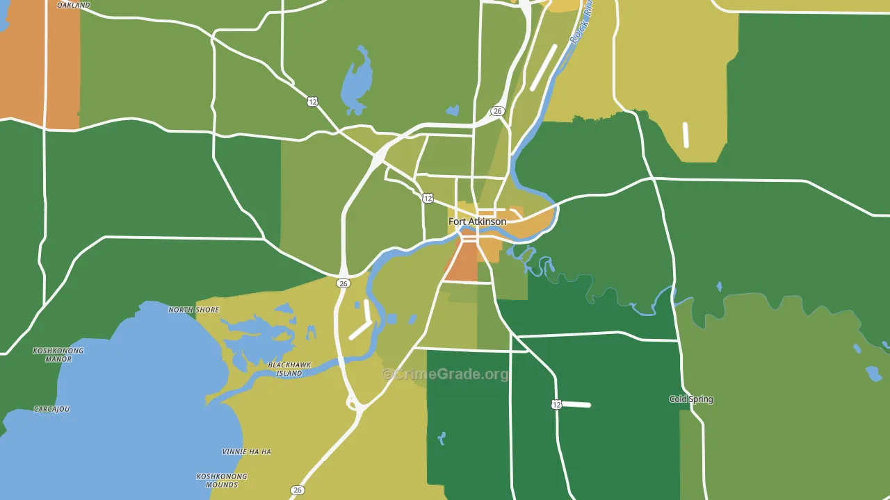 Fort Atkinson, WI Map of Assault Rates