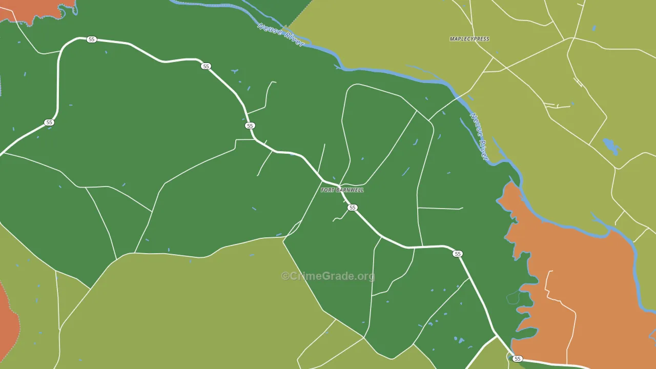 Fort Barnwell, NC Map of Assault Rates
