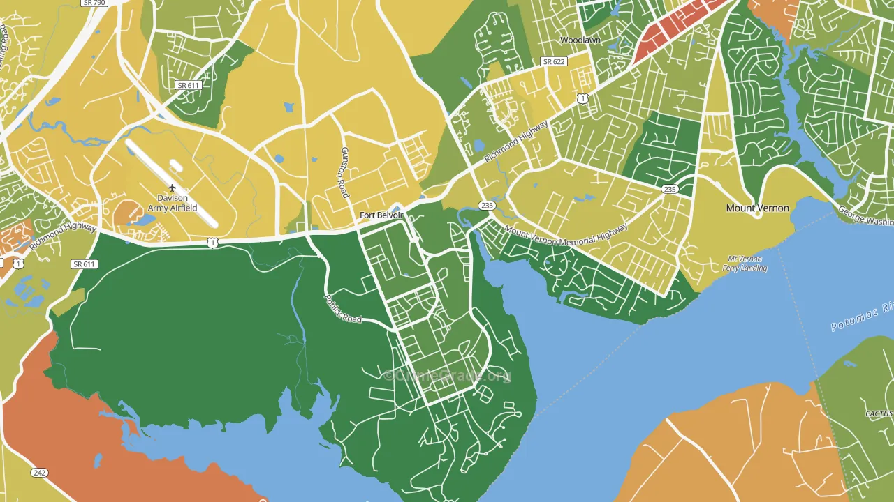 Fort Belvoir, VA Map of Assault Rates