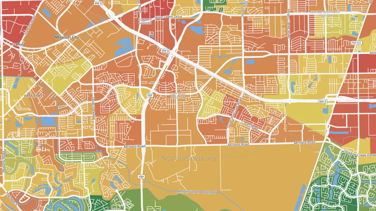 Fort Bend Houston, Missouri City, TX Map of Assault Rates