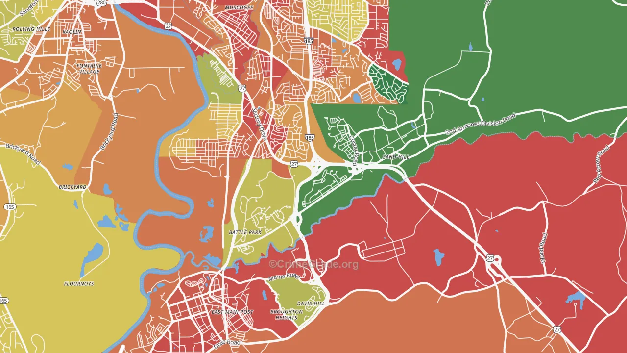 Fort Benning, GA Map of Assault Rates