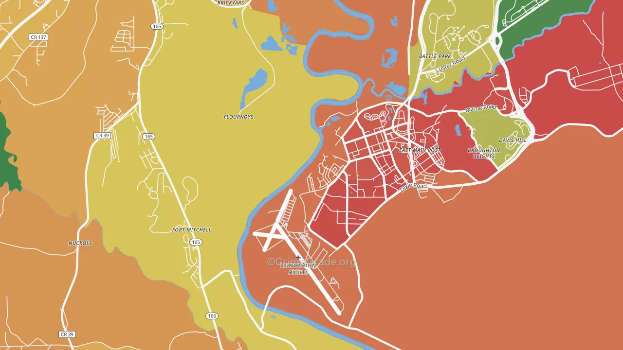 Fort Benning South, GA Map of Assault Rates