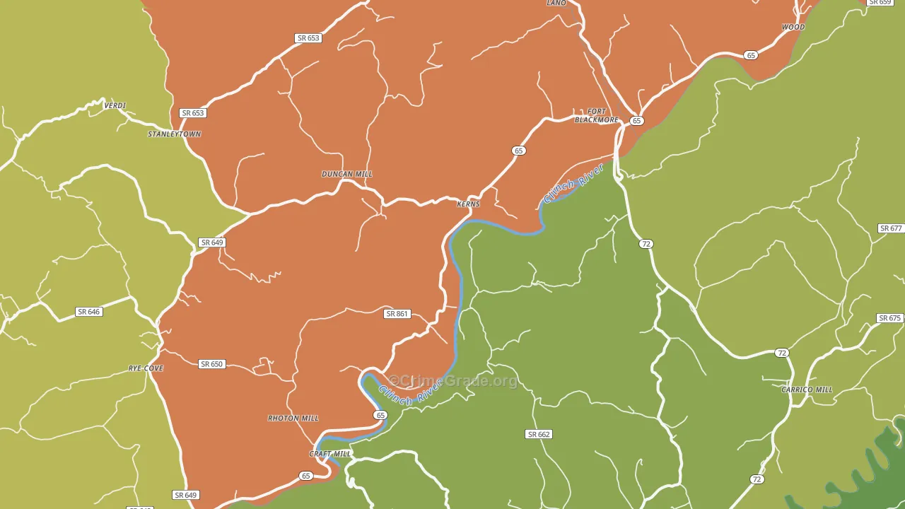 Fort Blackmore, VA Map of Assault Rates