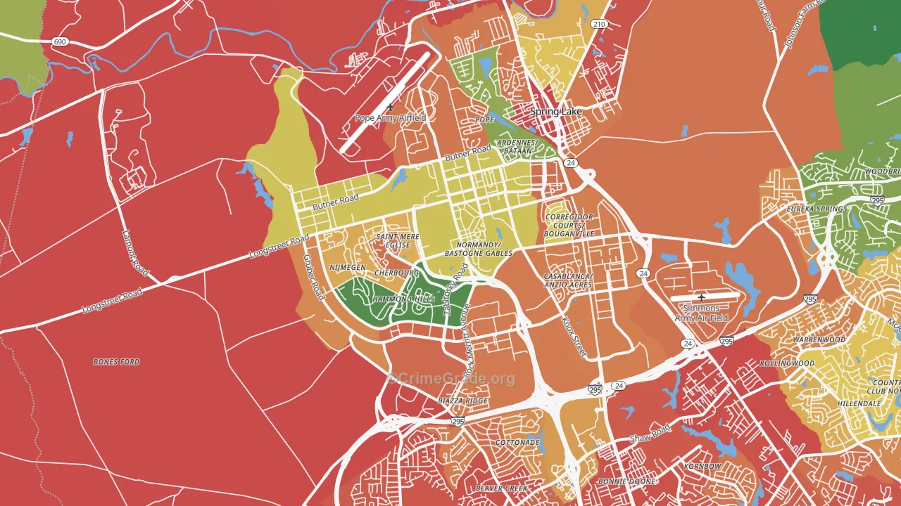 Fort Bragg, NC Map of Assault Rates