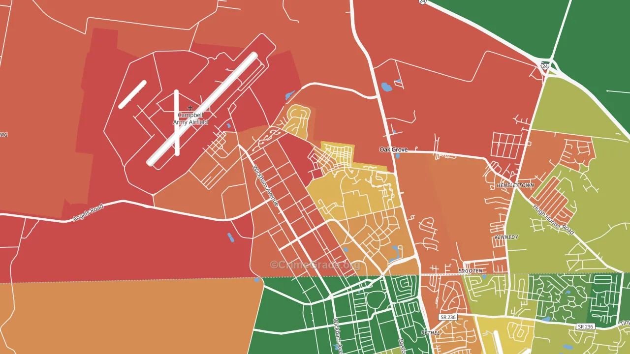 Fort Campbell North, KY Map of Assault Rates