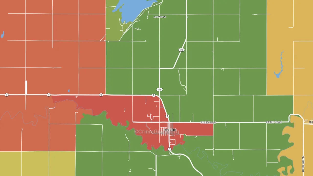 Fort Cobb, OK Map of Assault Rates