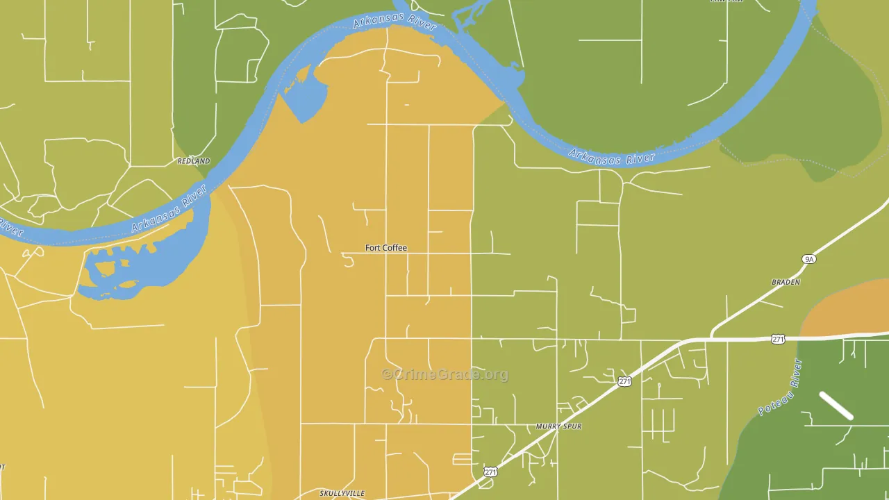 Fort Coffee, OK Map of Assault Rates