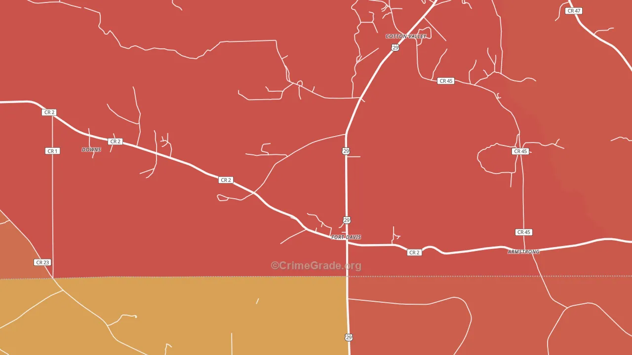 Fort Davis, AL Map of Assault Rates