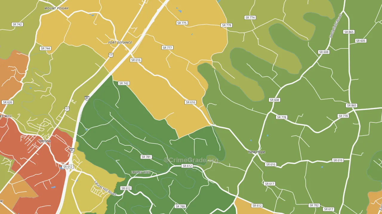 Fort Defiance, VA Map of Assault Rates