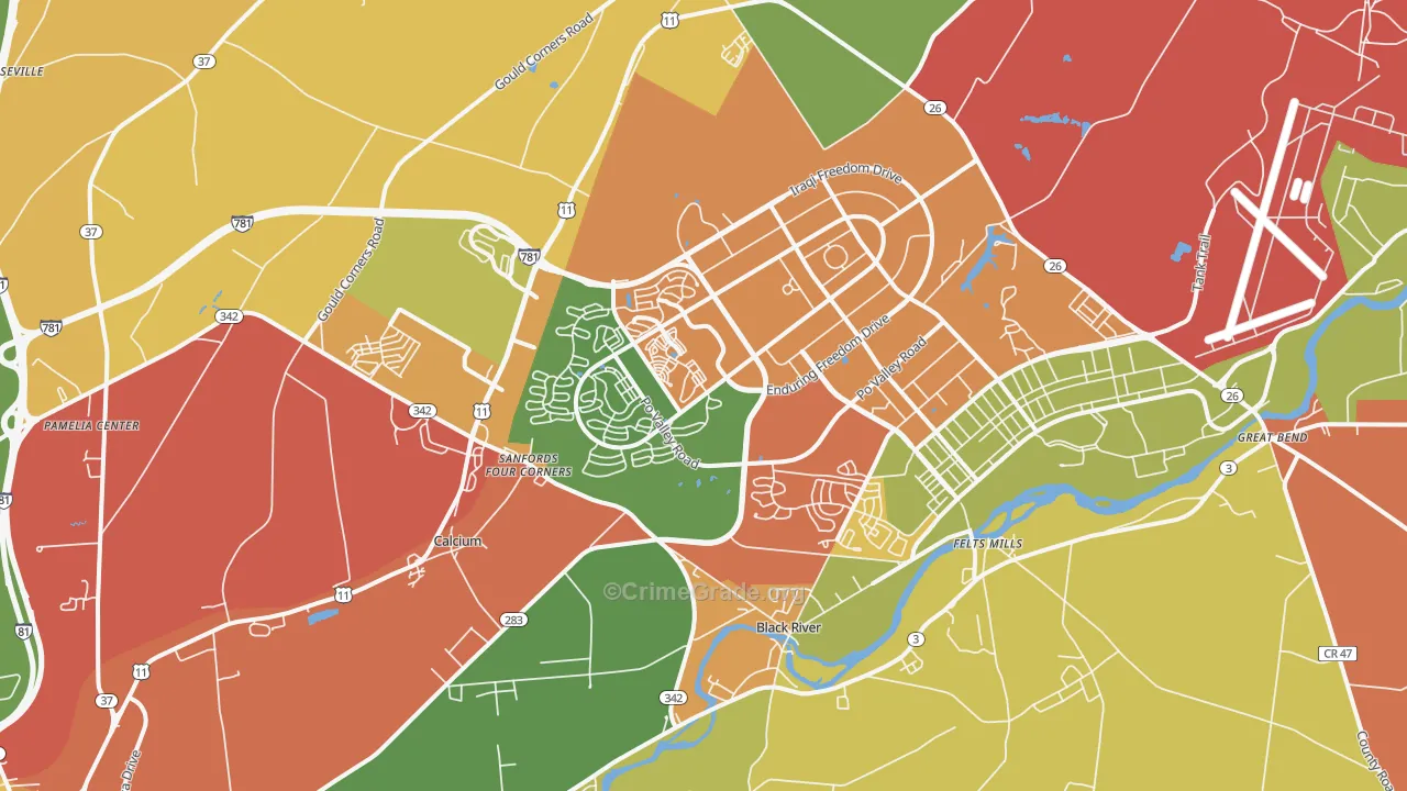 Fort Drum, NY Map of Assault Rates