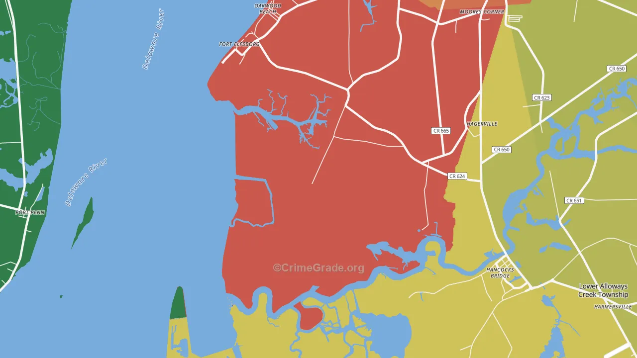 Fort Elfsborg, NJ Map of Assault Rates