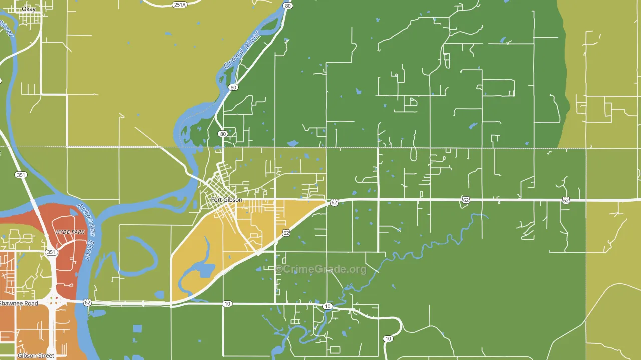 Fort Gibson, OK Map of Assault Rates