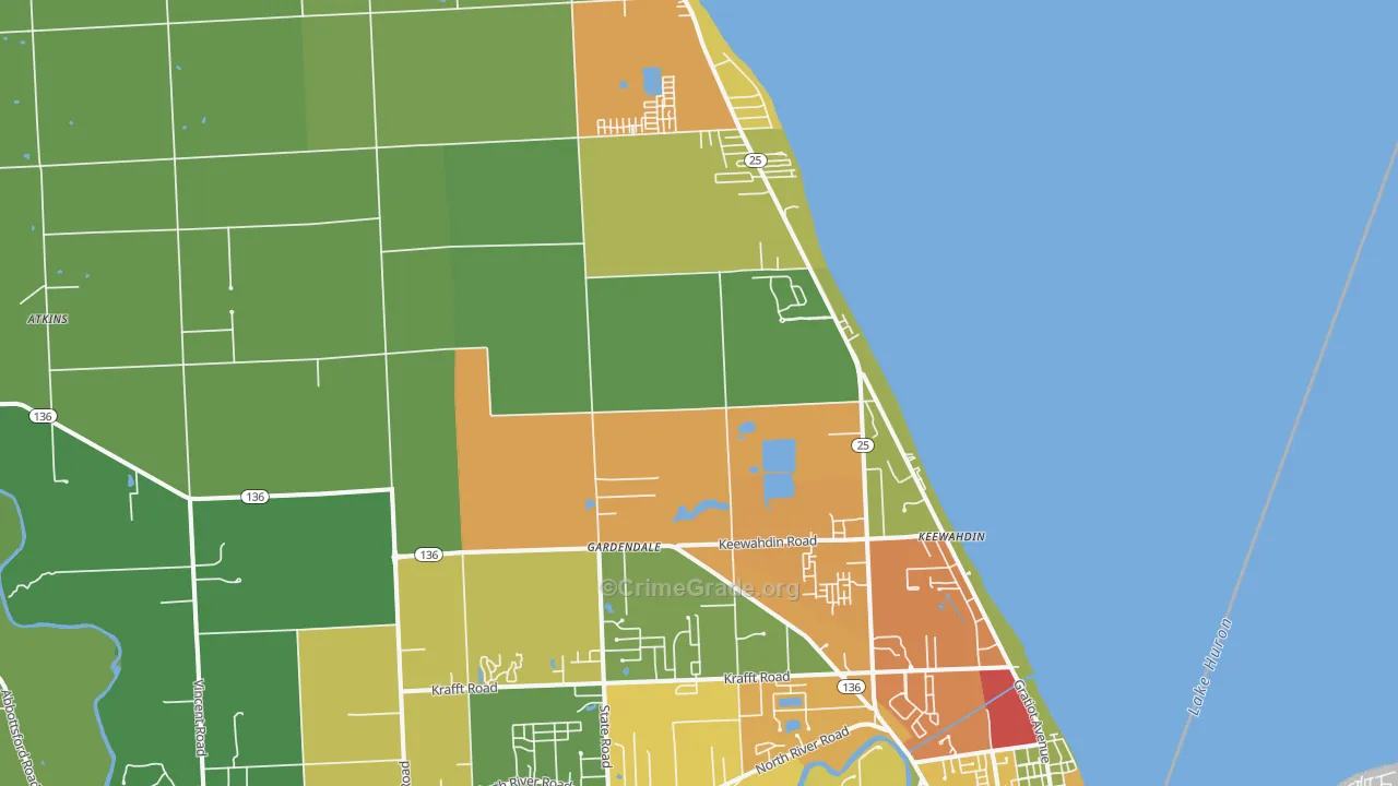 Fort Gratiot, MI Map of Assault Rates