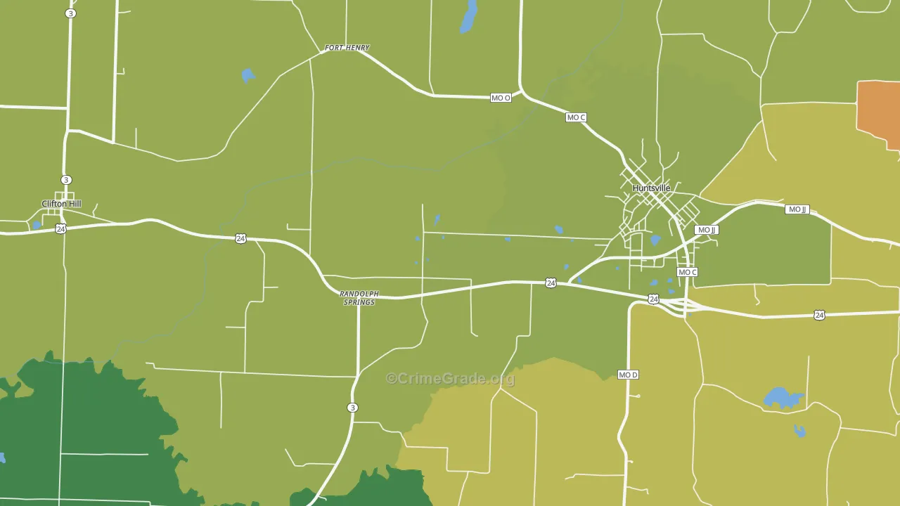 Fort Henry, MO Map of Assault Rates