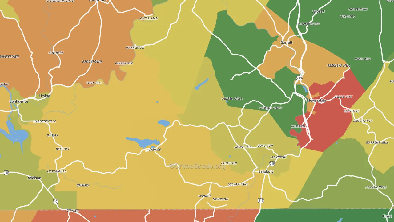 Fort Hill, PA Map of Assault Rates