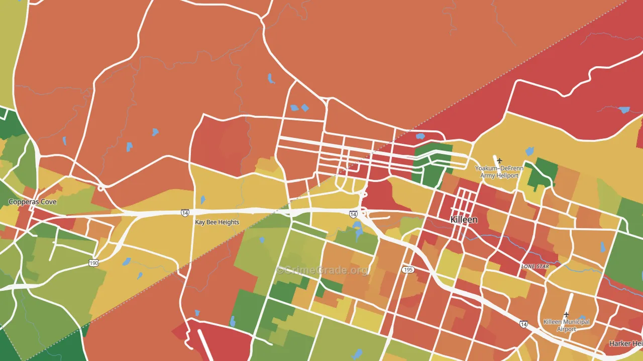 Fort Hood, TX Map of Assault Rates