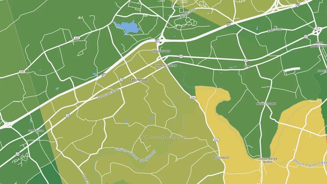 Fort Indiantown Gap, PA Map of Assault Rates
