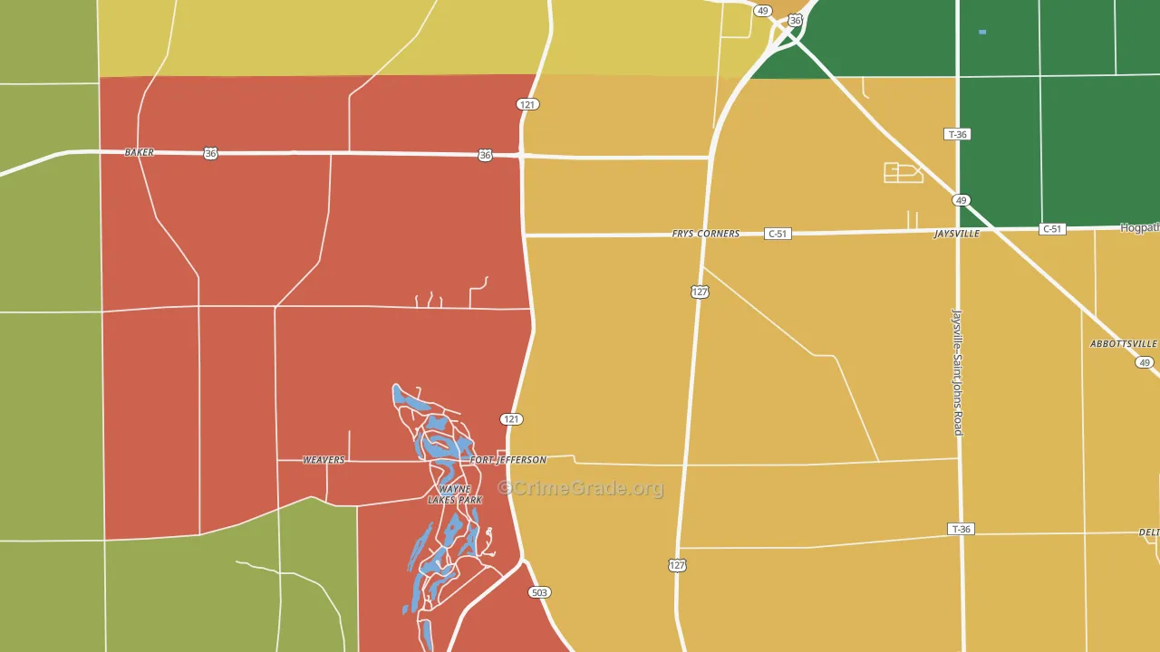 Fort Jefferson, OH Map of Assault Rates
