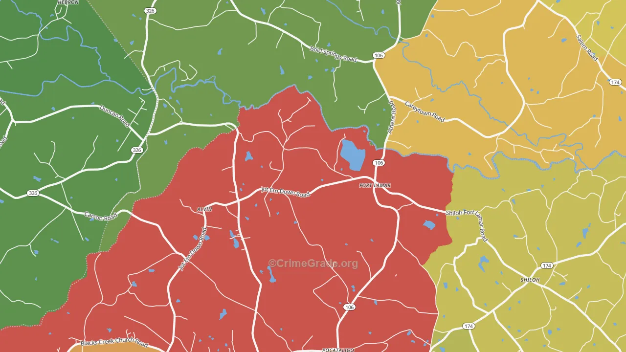 Fort Lamar, GA Map of Assault Rates