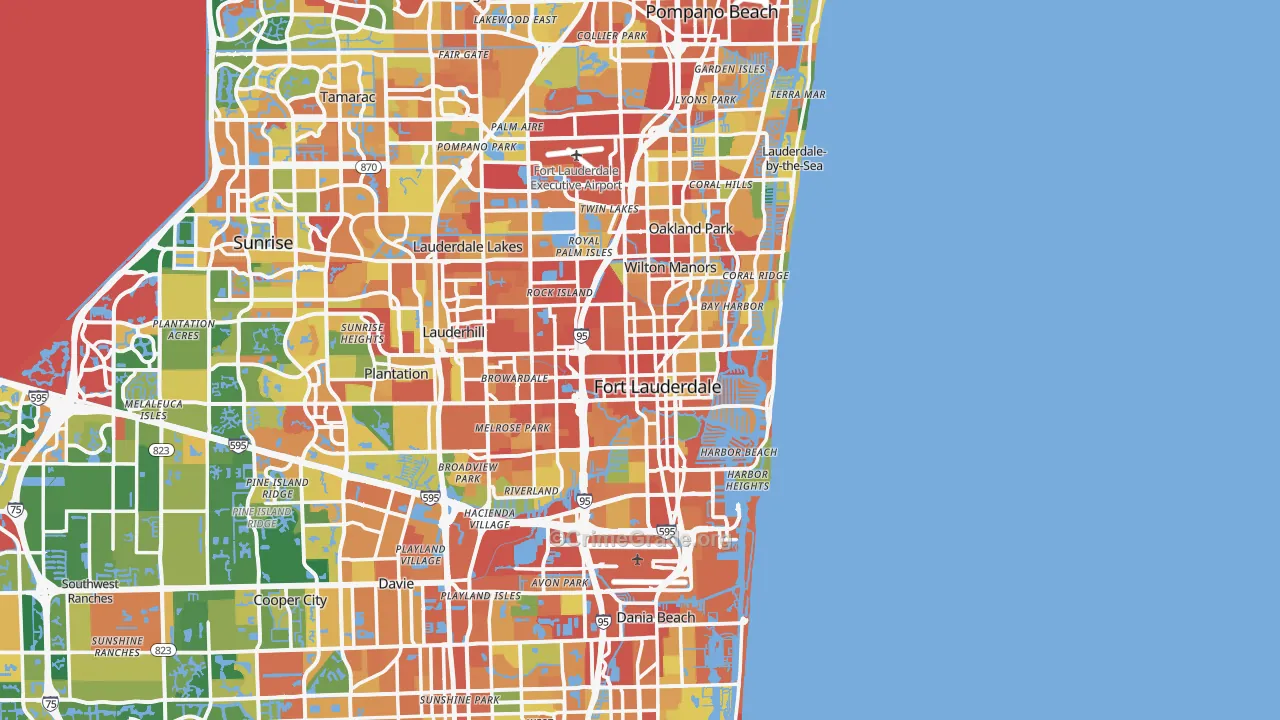 Fort Lauderdale, FL Map of Assault Rates