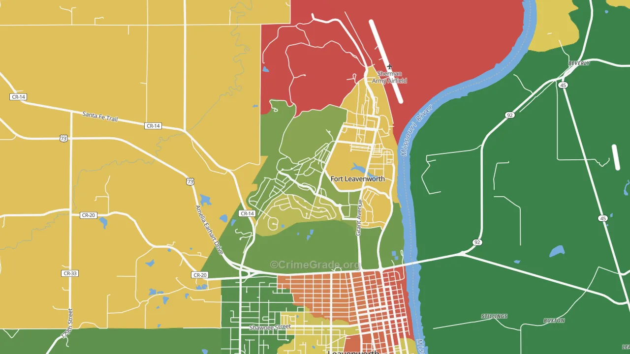 Fort Leavenworth, KS Map of Assault Rates