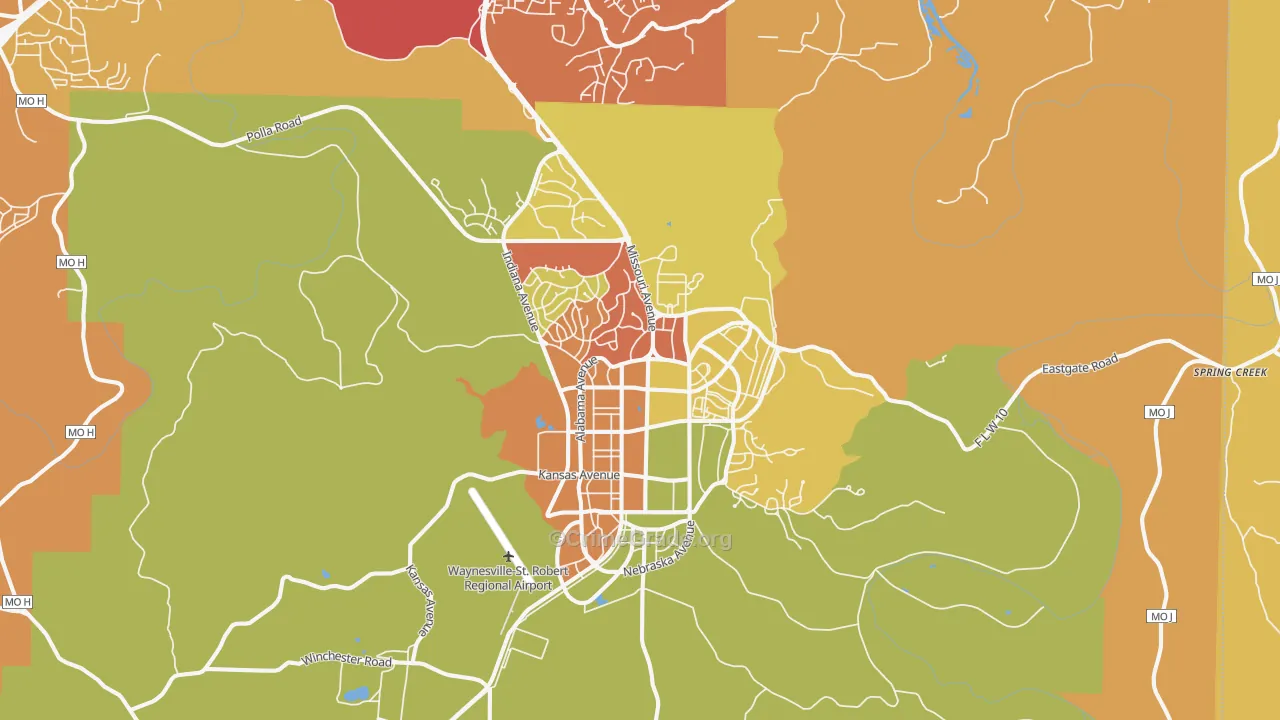 Fort Leonard Wood, MO Map of Assault Rates