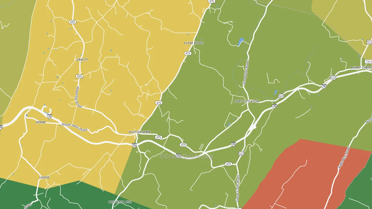 Fort Littleton, PA Map of Assault Rates