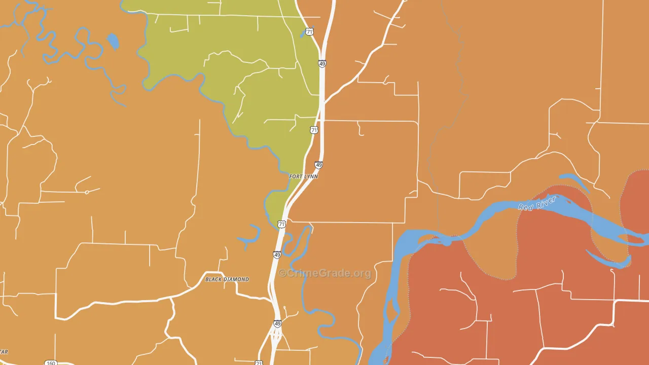 Fort Lynn, AR Map of Assault Rates