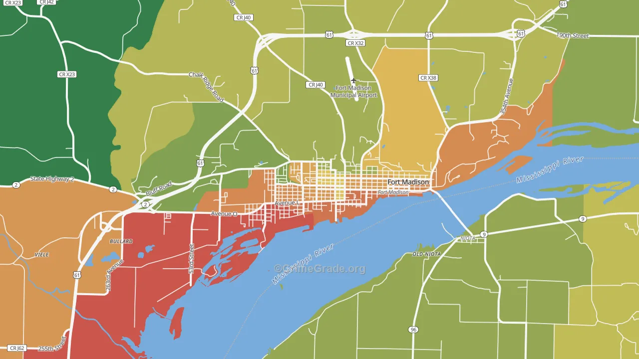 Fort Madison, IA Map of Assault Rates