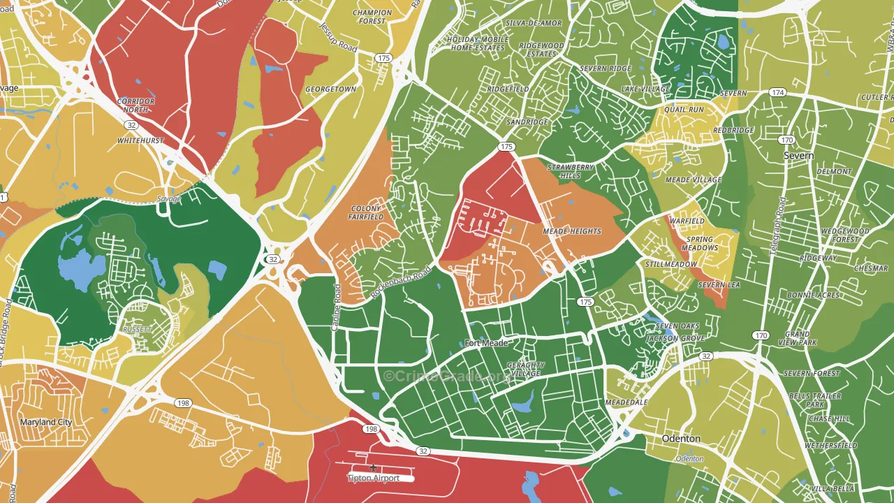 Fort Meade, MD Map of Assault Rates