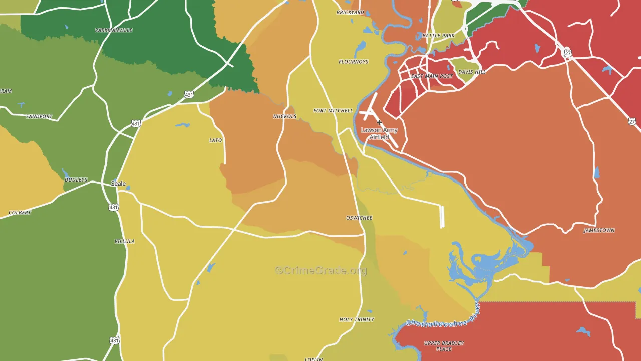 Fort Mitchell, AL Map of Assault Rates