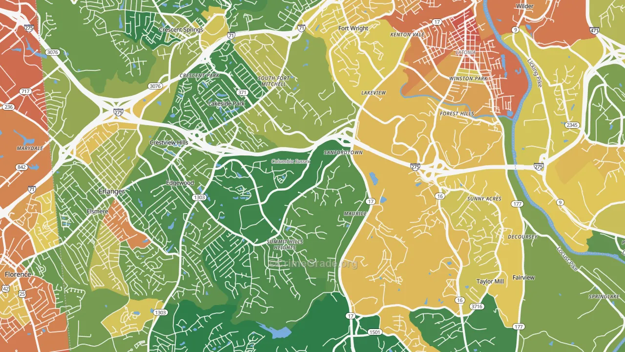 Fort Mitchell, KY Map of Assault Rates