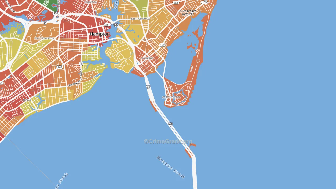 Fort Monroe, VA Map of Assault Rates