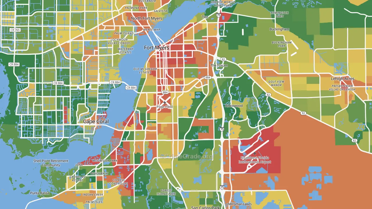 Fort Myers, FL Map of Assault Rates