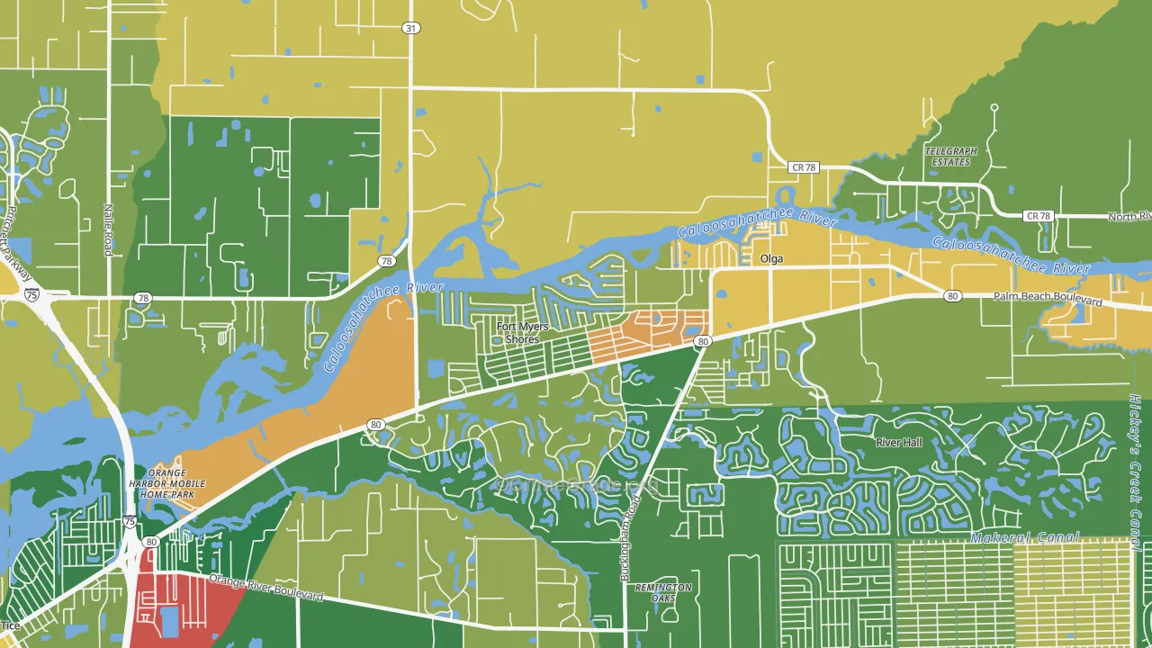 Fort Myers Shores, FL Map of Assault Rates