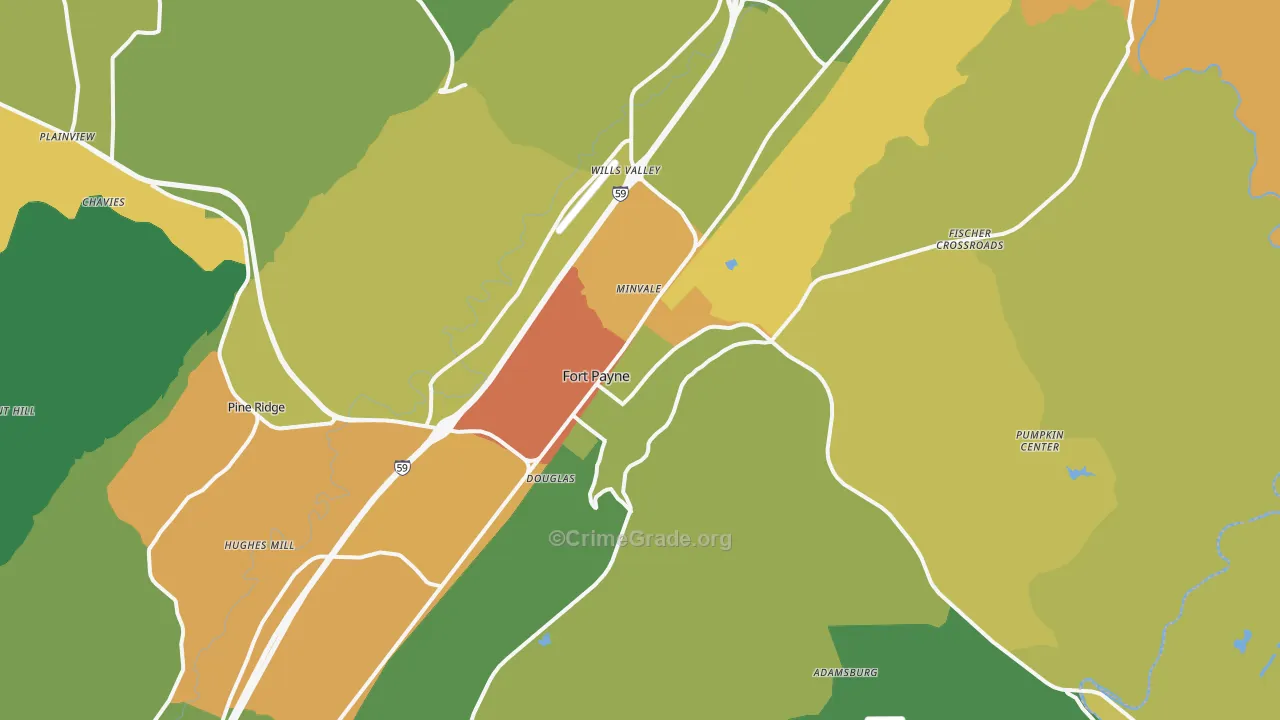 Fort Payne, AL Map of Assault Rates