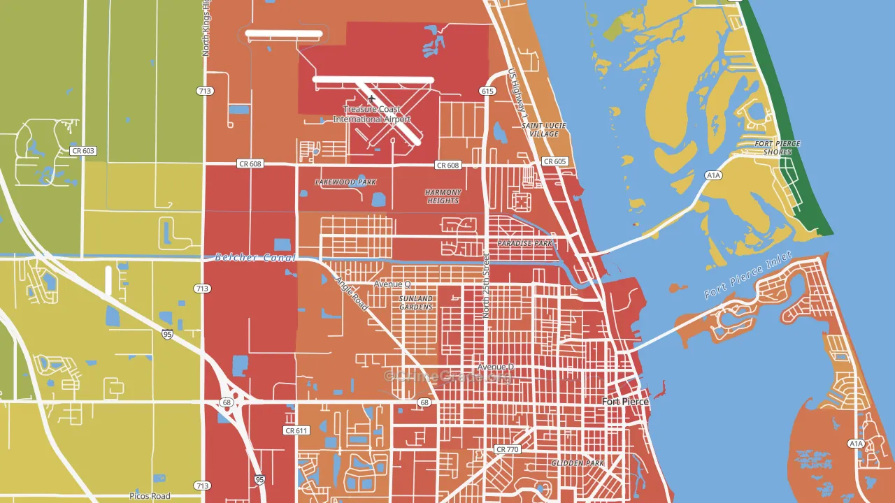 Fort Pierce North, FL Map of Assault Rates