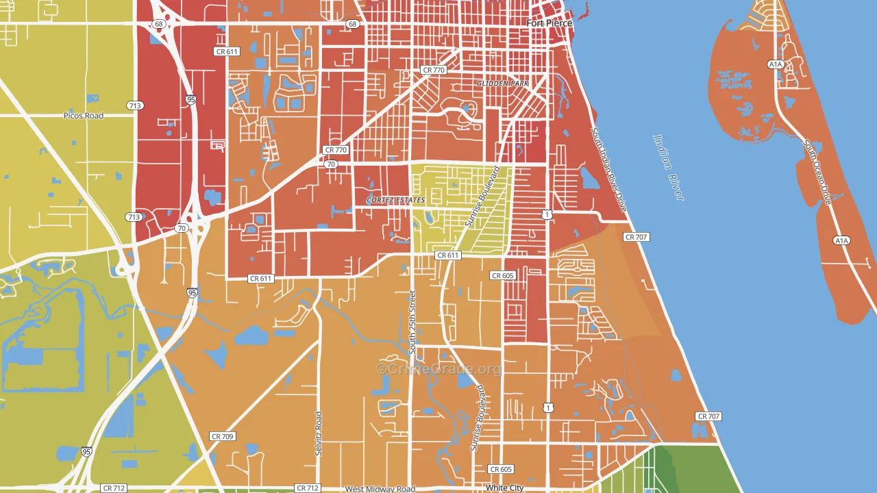 Fort Pierce South, FL Map of Assault Rates