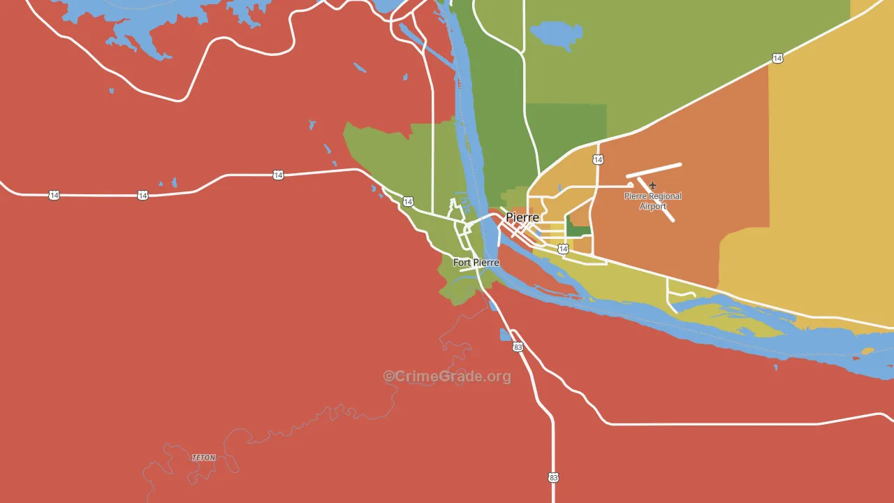 Fort Pierre, SD Map of Assault Rates